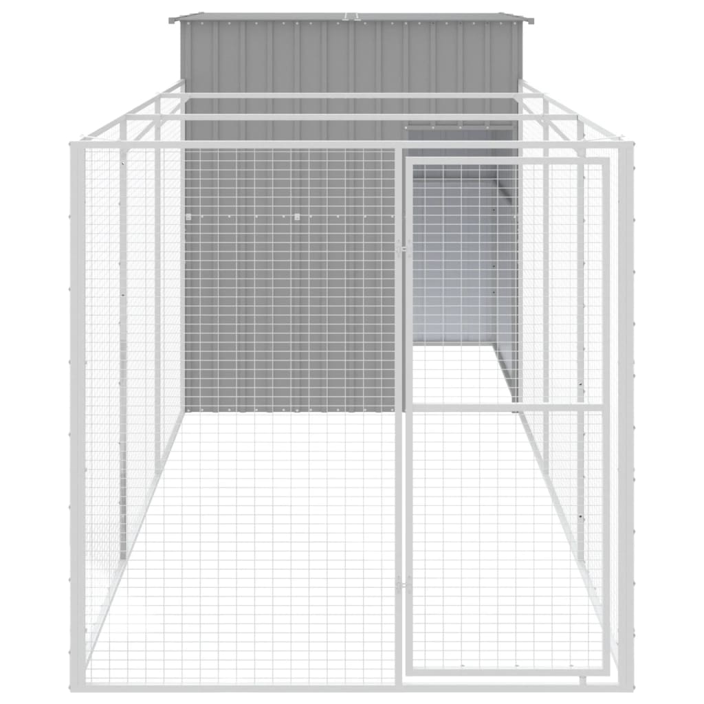 Vidaxl Hund Loft mit Lauf 165x455x181 cm Stahl hellgrau