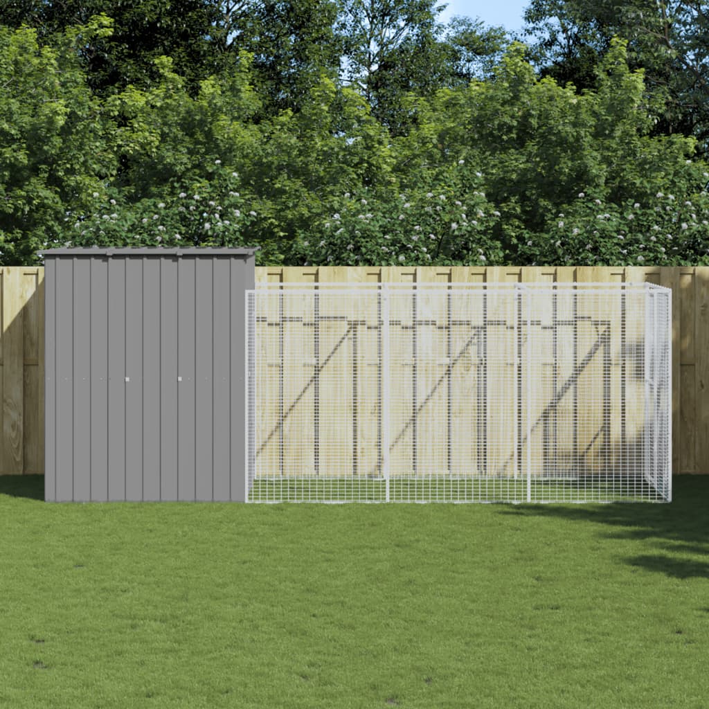 Vidaxl Hund Loft mit Lauf 165x455x181 cm Stahl hellgrau