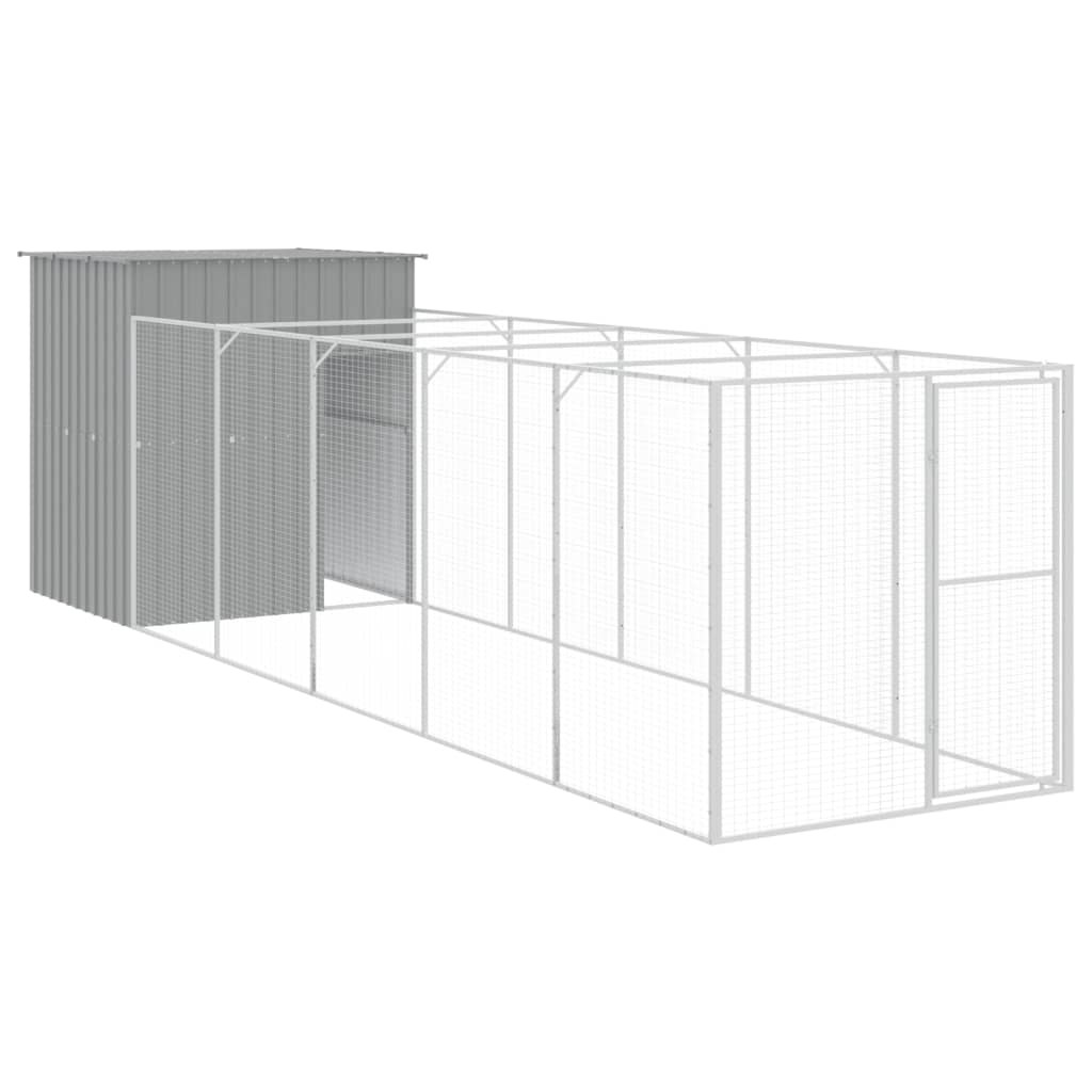Vidaxl Hund Loft mit Lauf 165x659x181 cm verzinkter Stahl grau