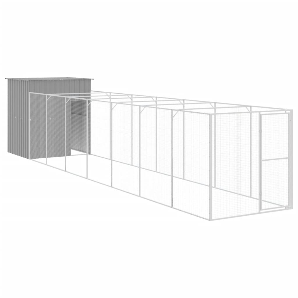 Vidaxl Hundedach mit Lauf 165x863x181 cm Stahl hellgrau