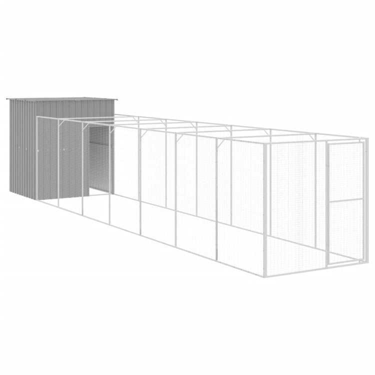 Vidaxl Hundedach mit Lauf 165x863x181 cm Stahl hellgrau