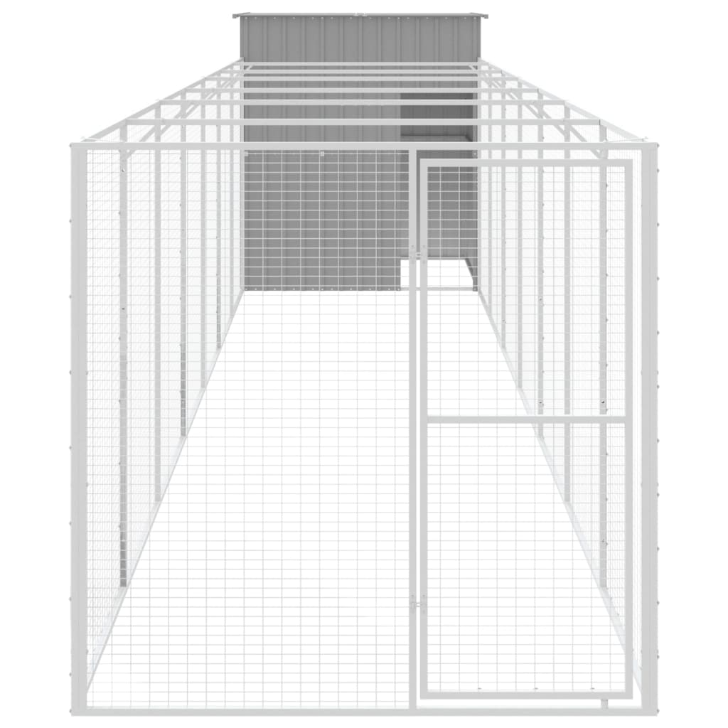 Vidaxl Hundedach mit Lauf 165x863x181 cm Stahl hellgrau