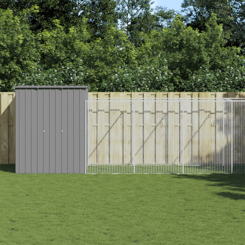 Vidaxl Hundedach mit Lauf 165x863x181 cm Stahl hellgrau