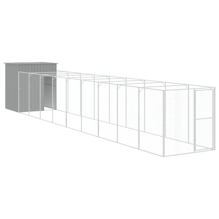 Vidaxl Hundedach mit 165x1.067x181 cm Stahl hellgrau