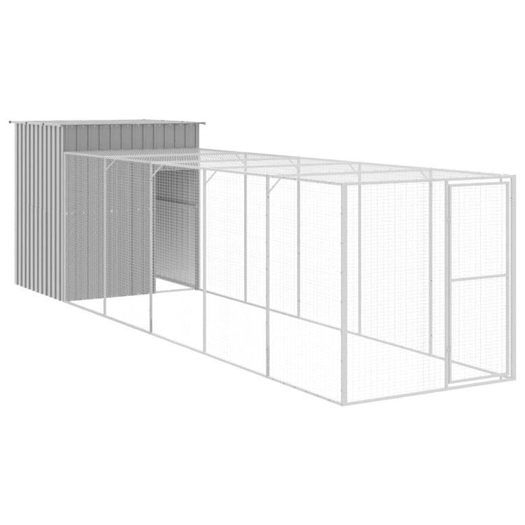 VIDAXL -Hühnchen -Stall mit Lauf 165x659x181 cm Stahl hellgrau