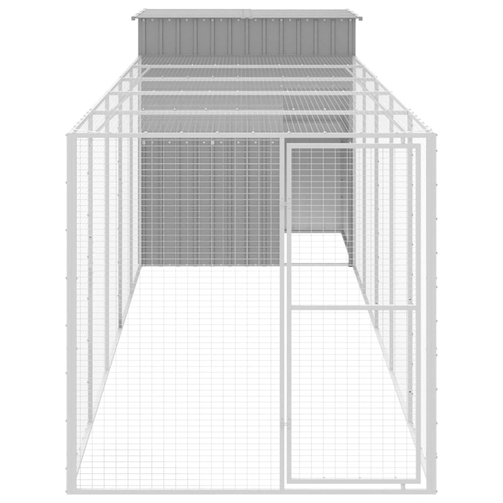VIDAXL -Hühnchen -Stall mit Lauf 165x659x181 cm Stahl hellgrau