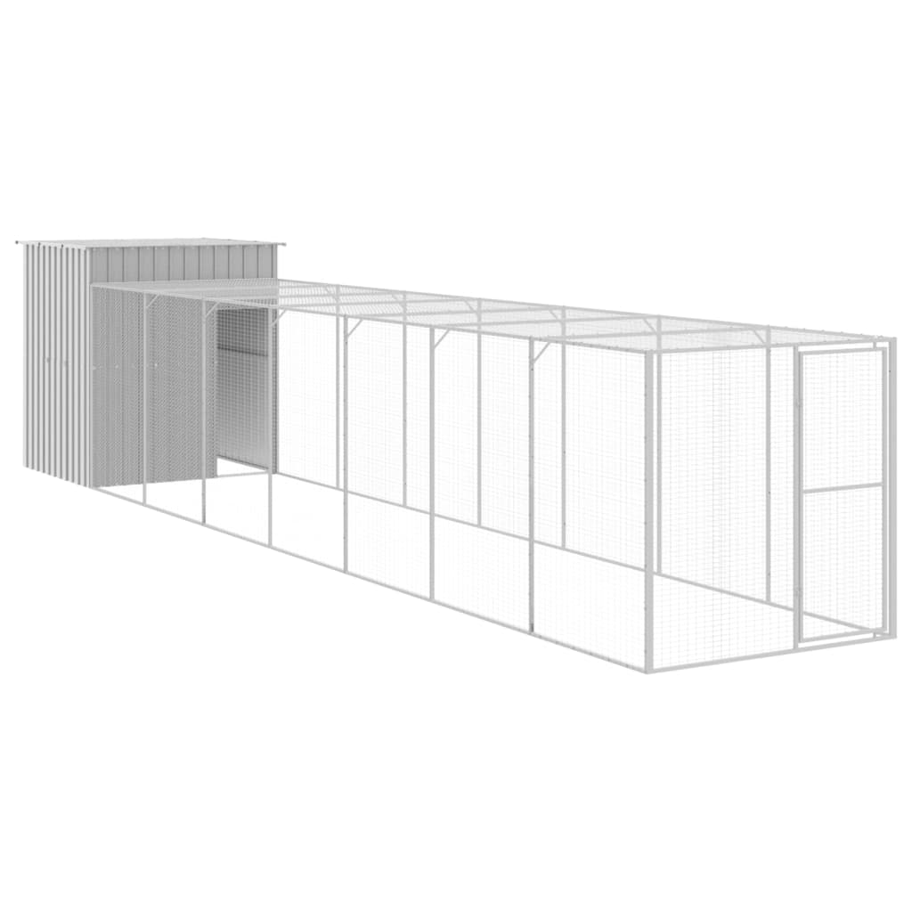 Vidaxl Chicken Coop mit Lauf 165x863x181 cm verzinkter Stahl grau