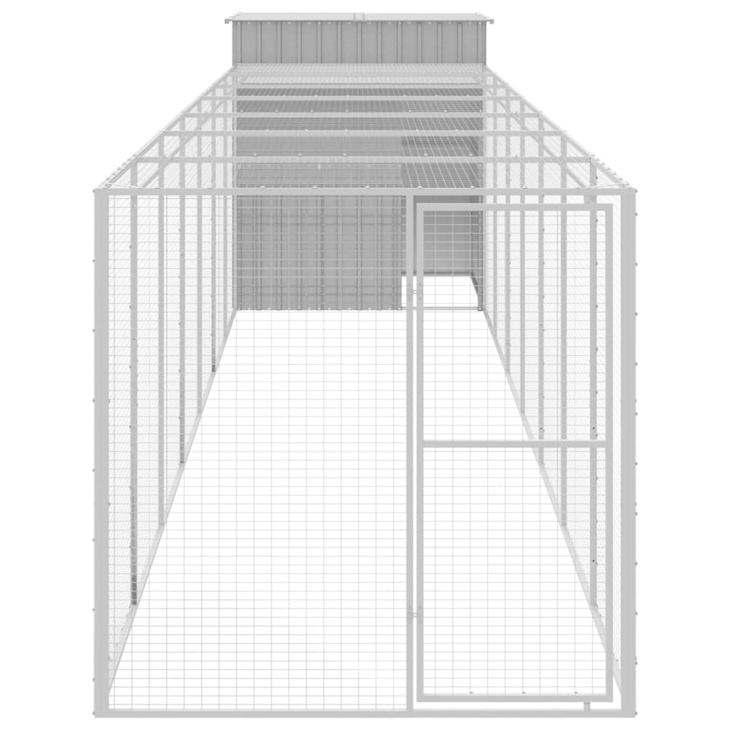 Vidaxl Chicken Coop mit Lauf 165x863x181 cm verzinkter Stahl grau
