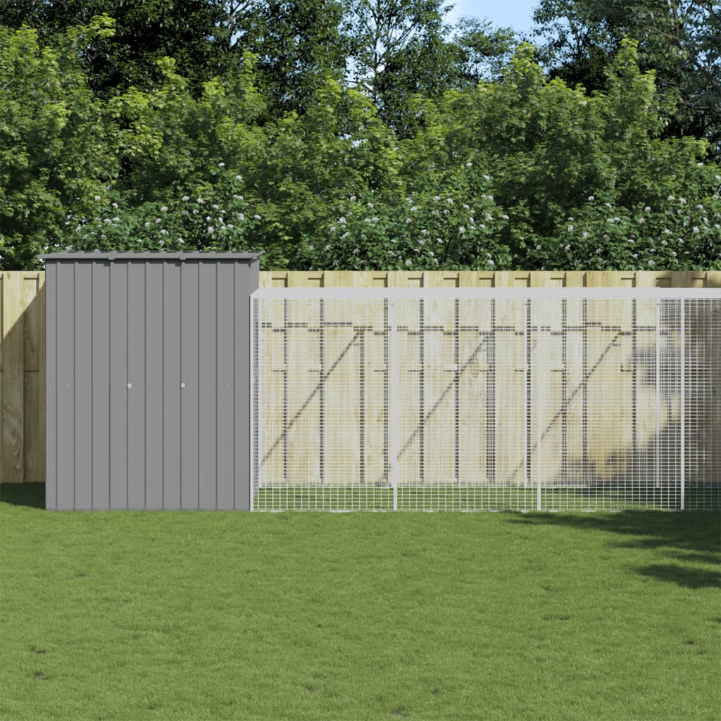 Vidaxl Chicken Coop mit Lauf 165x863x181 cm verzinkter Stahl grau