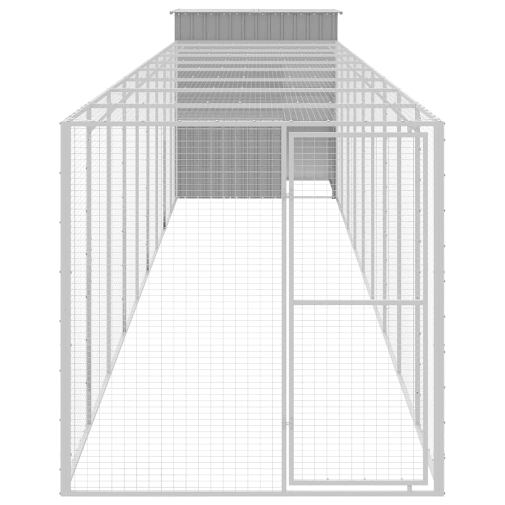 VIDAXL -Hühnchen -Stall mit Lauf 165x1067x181 cm Stahl hellgrau
