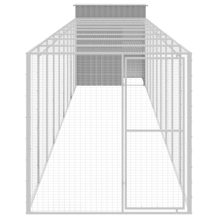 VIDAXL -Hühnchen -Stall mit Lauf 165x1067x181 cm Stahl hellgrau