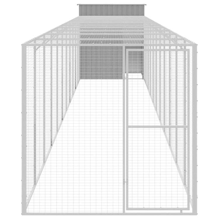 VIDAXL -Hühnchen -Stall mit Lauf 165x1271x181 cm Stahl hellgrau