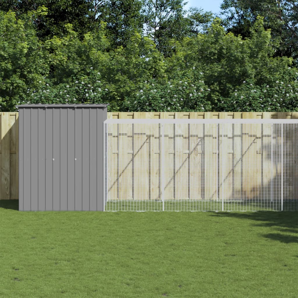 VIDAXL -Hühnchen -Stall mit Lauf 165x1271x181 cm Stahl hellgrau