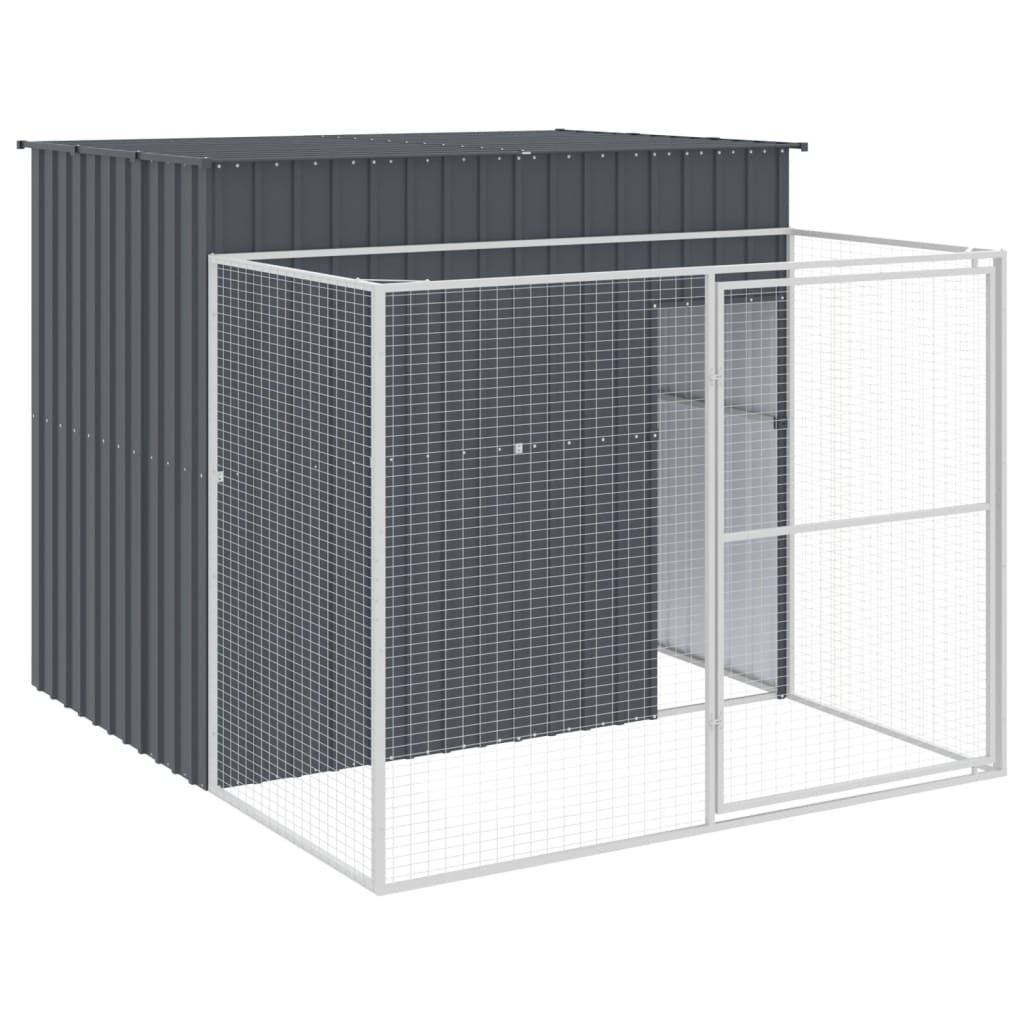VIDAXL -Hundedach mit Lauf 214x253x181 cm verzinkter Stahl -Anthrazit