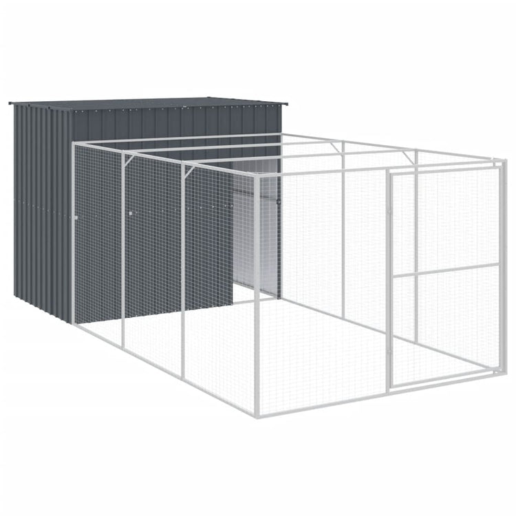 Vidaxl Hundedach mit Lauf 214x457x181 cm verzinkter Stahl -Anthrazit