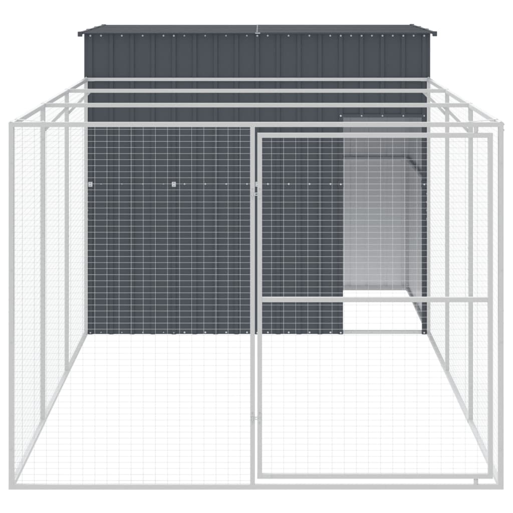 Vidaxl Hundedach mit Lauf 214x457x181 cm verzinkter Stahl -Anthrazit