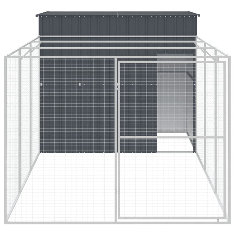 Vidaxl Hundedach mit Lauf 214x457x181 cm verzinkter Stahl -Anthrazit
