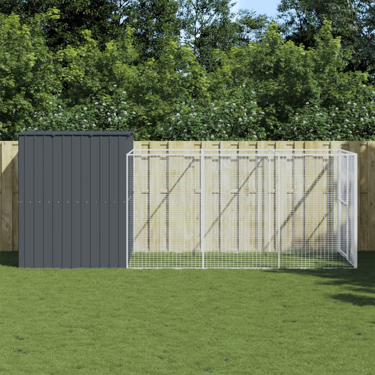 Vidaxl Hundedach mit Lauf 214x457x181 cm verzinkter Stahl -Anthrazit