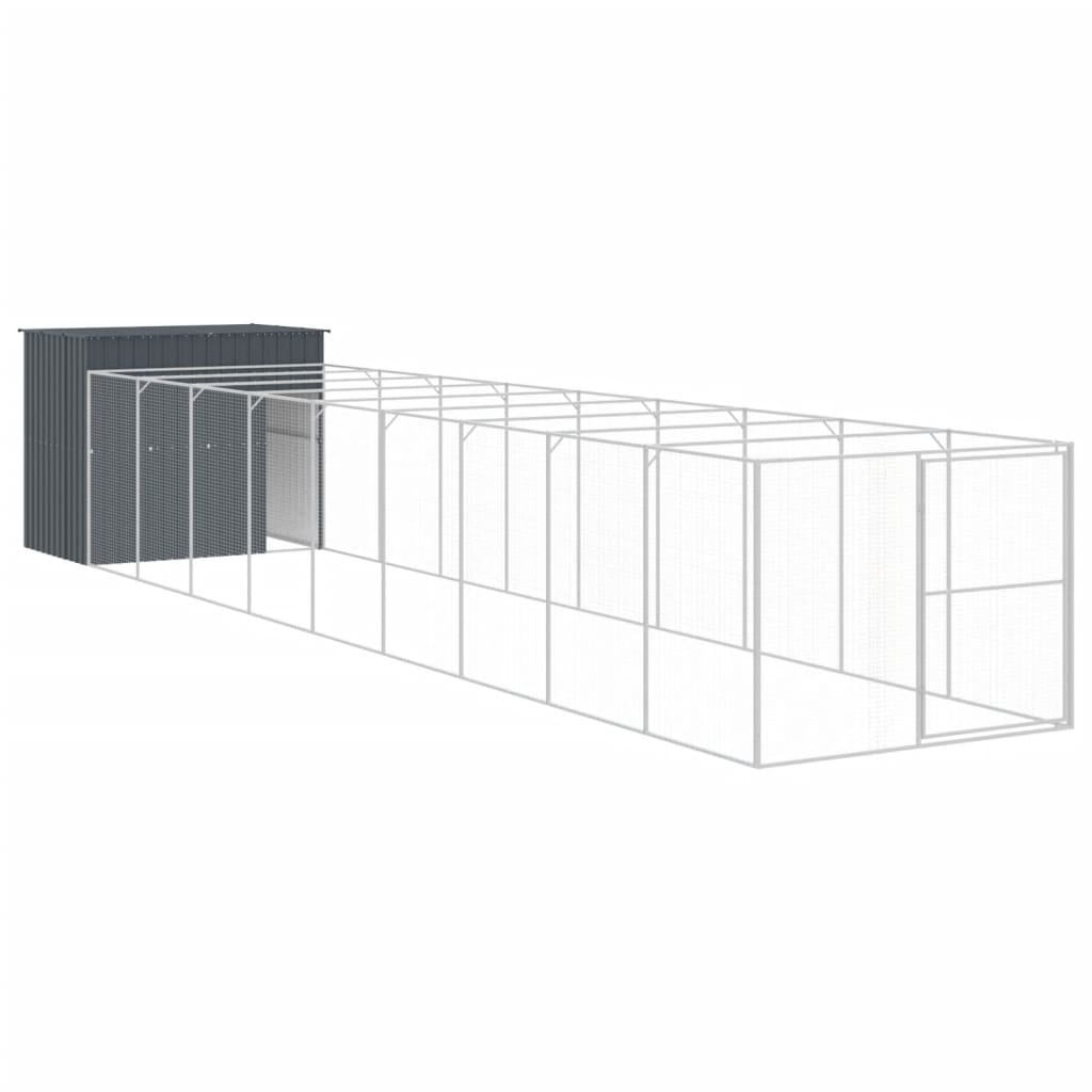 Vidaxl Hundedach mit dem Lauf 214x1069x181 cm Stahl Anthrazit