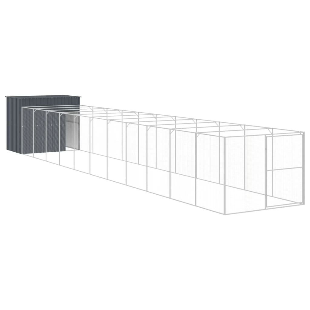Vidaxl Dog Loft mit Lauf 214x1273x181 cm Stahl Anthrazit