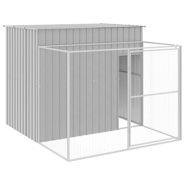 Vidaxl Hundedach mit Lauf 214x253x181 cm Stahl hellgrau