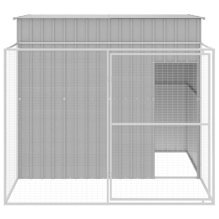 Vidaxl Hundedach mit Lauf 214x253x181 cm Stahl hellgrau