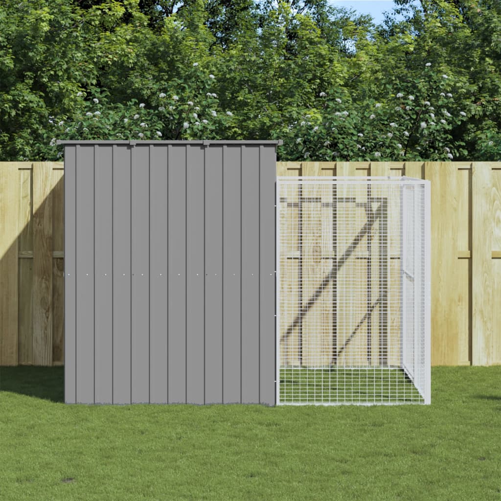 Vidaxl Hundedach mit Lauf 214x253x181 cm Stahl hellgrau