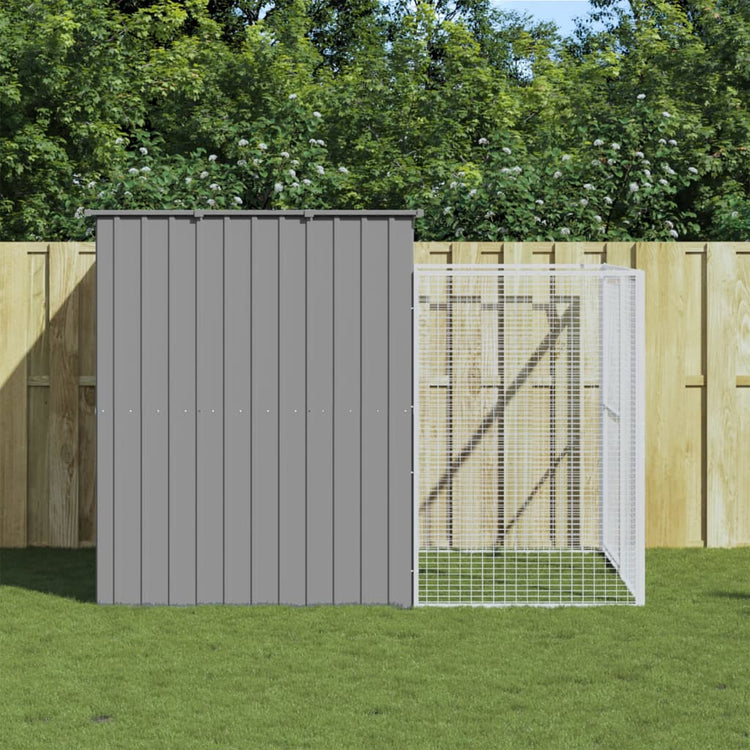 Vidaxl Hundedach mit Lauf 214x253x181 cm Stahl hellgrau