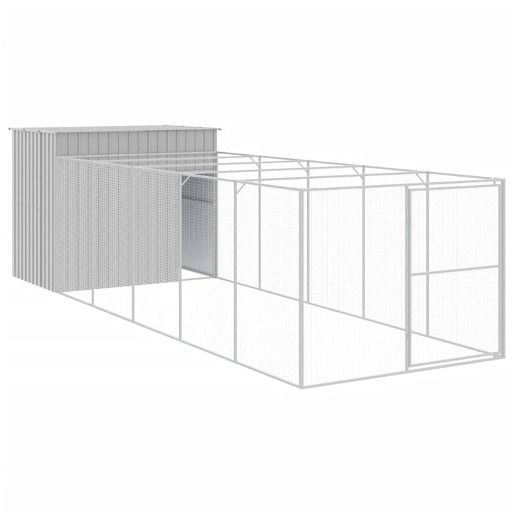 Vidaxl Hund Loft mit Lauf 214x661x181 cm Stahl hellgrau