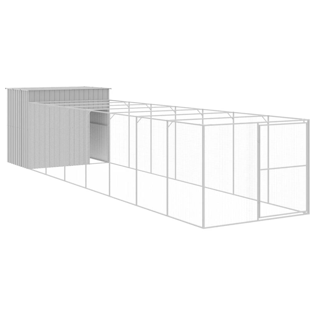 Vidaxl Hund Loft mit Lauf 214x865x181 cm Stahl hellgrau