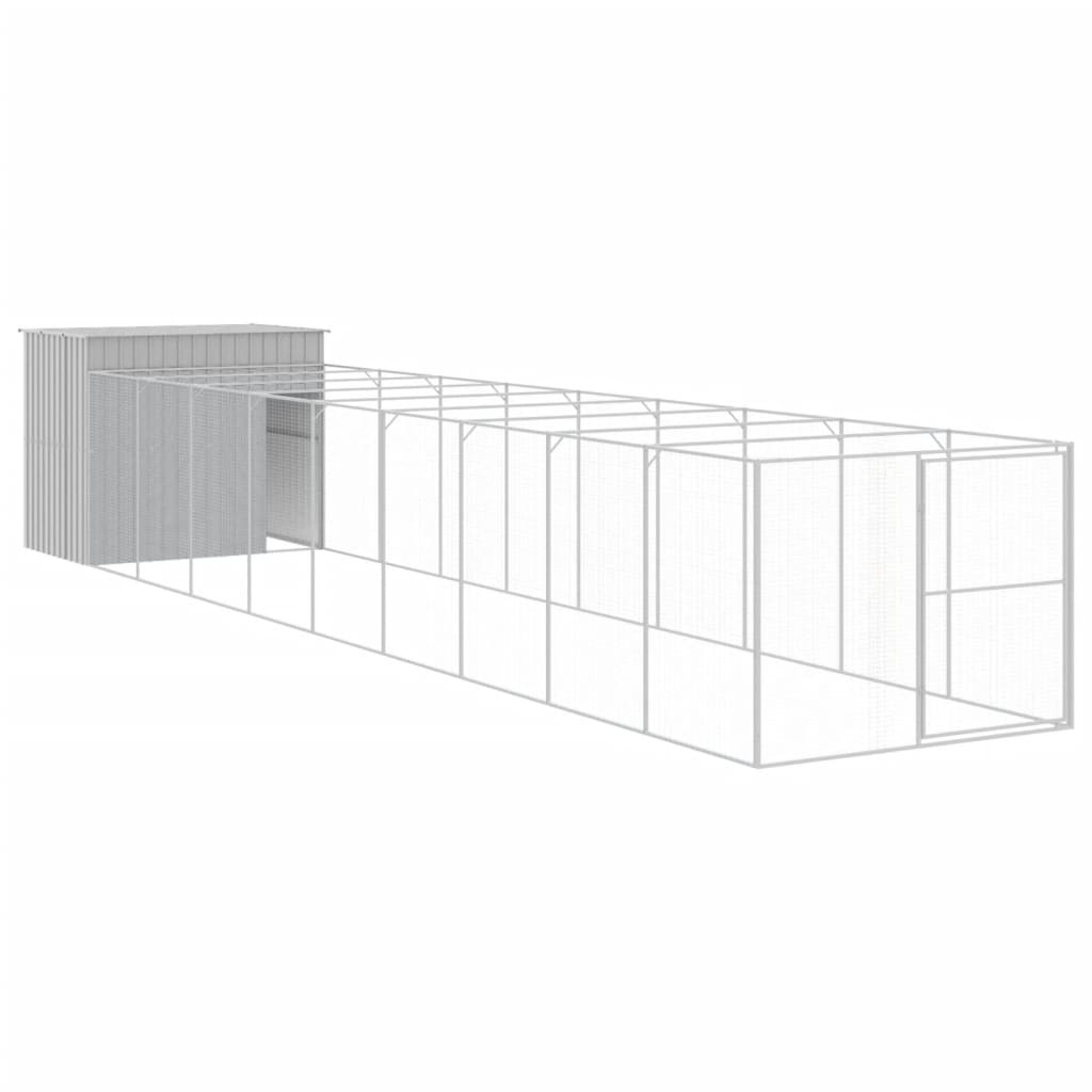 Vidaxl Hund Loft mit Lauf 214x1069x181 cm Stahl hellgrau
