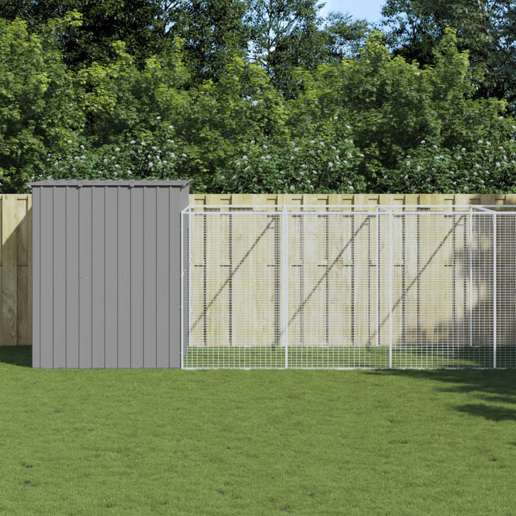 Vidaxl Hund Loft mit Lauf 214x1069x181 cm Stahl hellgrau