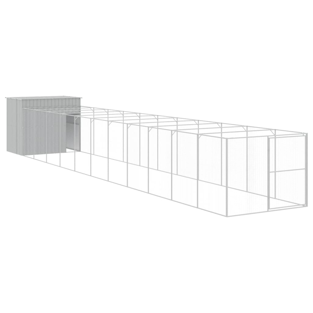 Vidaxl Hundedach mit 214x1273x181 cm Stahl hellgrau