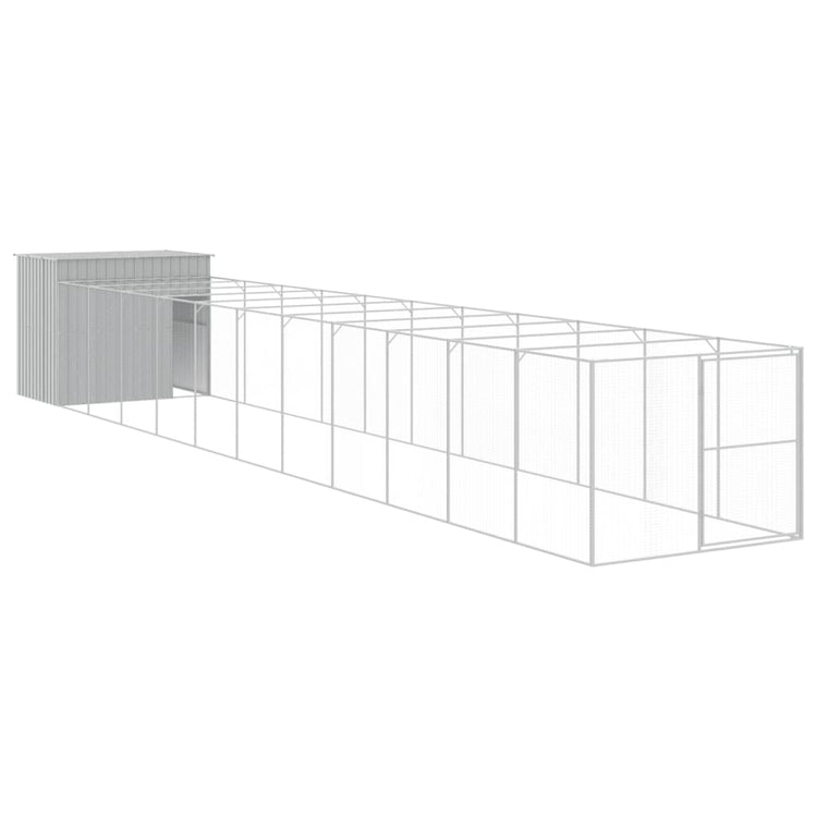 Vidaxl Hundedach mit 214x1273x181 cm Stahl hellgrau