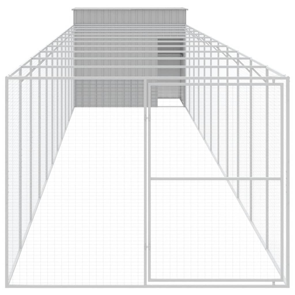 Vidaxl Hundedach mit 214x1273x181 cm Stahl hellgrau