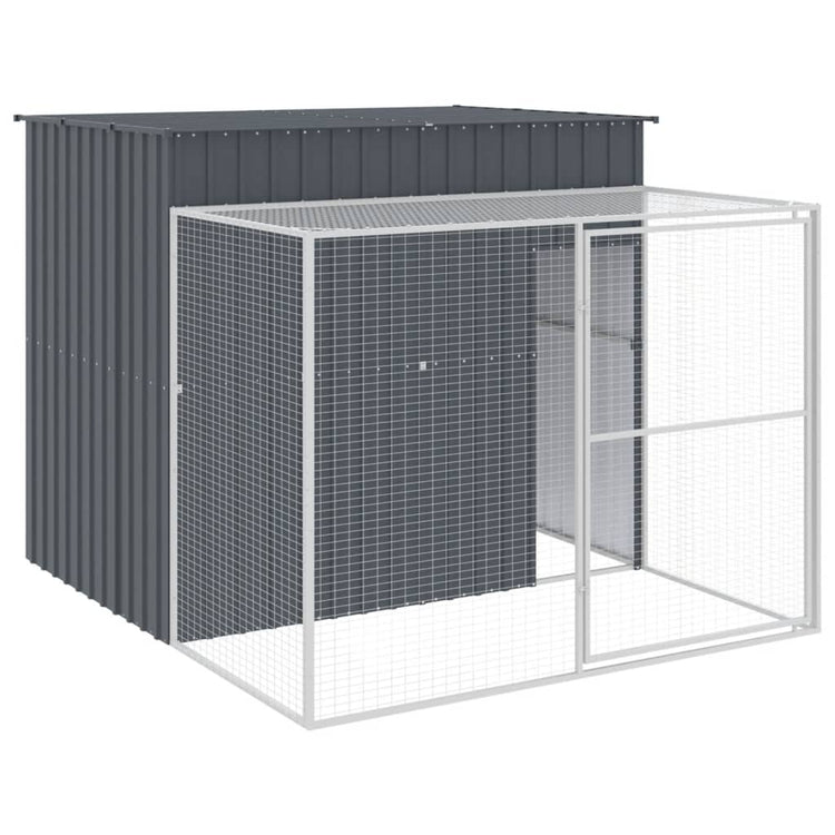 VIDAXL -Hundedach mit Lauf 214x253x181 cm verzinkter Stahl -Anthrazit