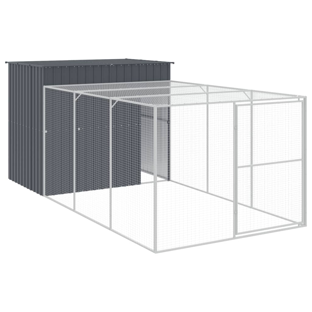 Vidaxl Hundedach mit Lauf 214x457x181 cm verzinkter Stahl -Anthrazit