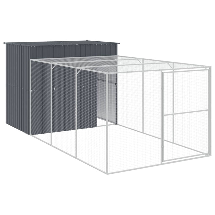 Vidaxl Hundedach mit Lauf 214x457x181 cm verzinkter Stahl -Anthrazit