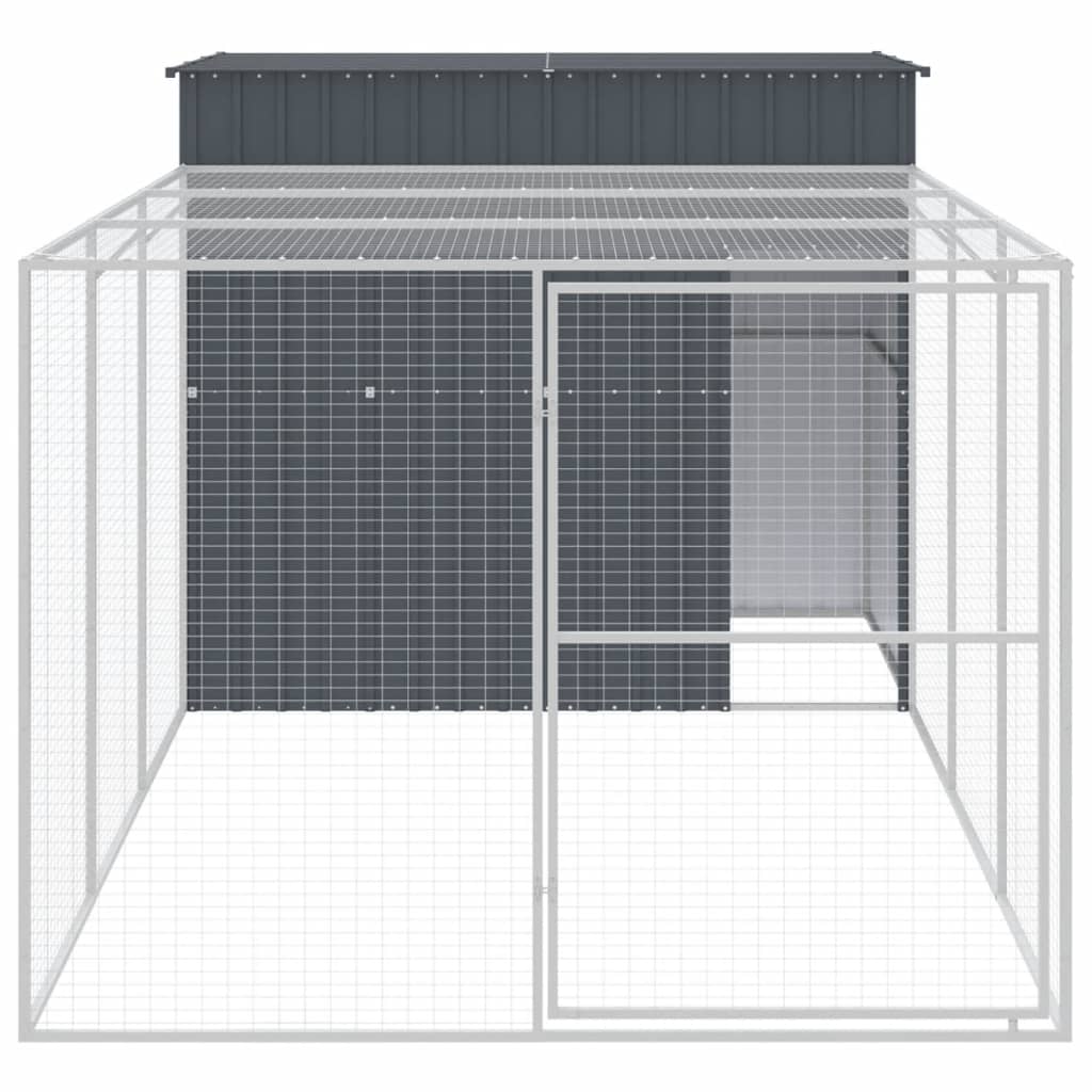 Vidaxl Hundedach mit Lauf 214x457x181 cm verzinkter Stahl -Anthrazit