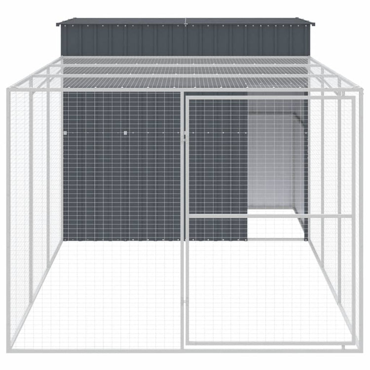 Vidaxl Hundedach mit Lauf 214x457x181 cm verzinkter Stahl -Anthrazit