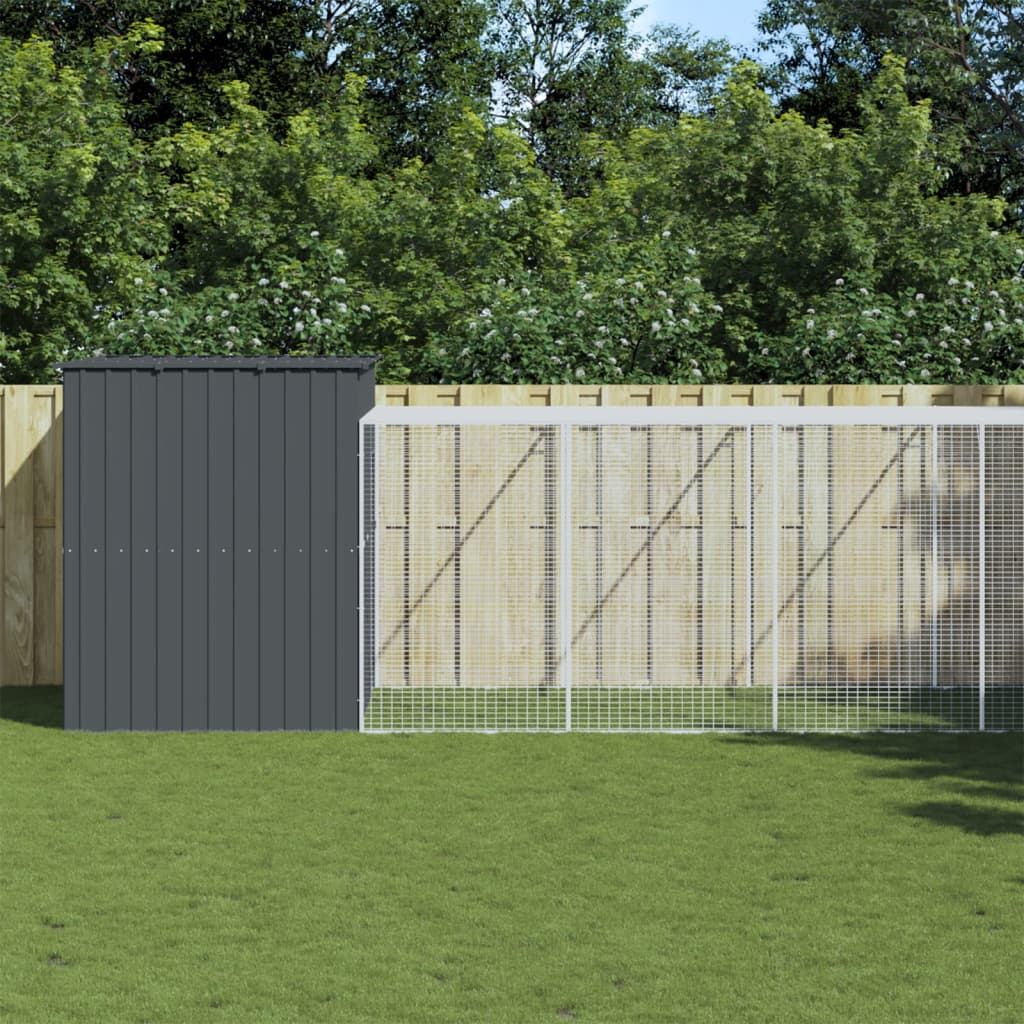 VIDAXL -Hundedoft mit Lauf 214x865x181 cm verzinkter Stahl -Anthrazit