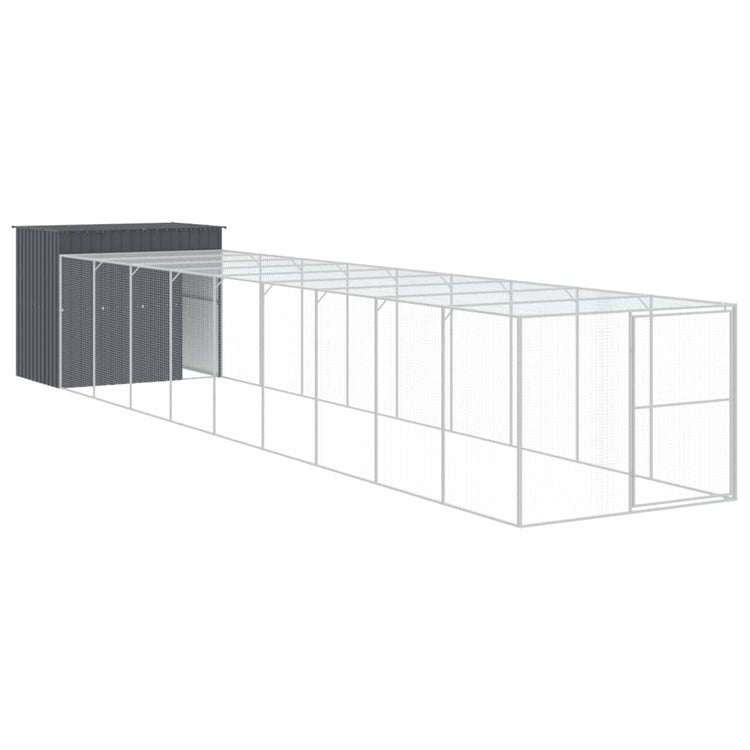 Vidaxl Hundedach mit dem Lauf 214x1069x181 cm Stahl Anthrazit