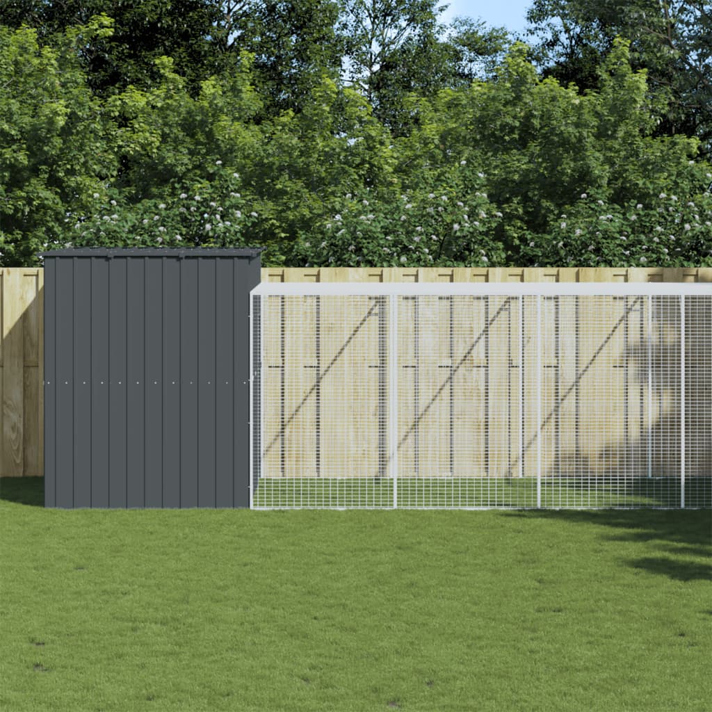 Vidaxl Hundedach mit dem Lauf 214x1069x181 cm Stahl Anthrazit