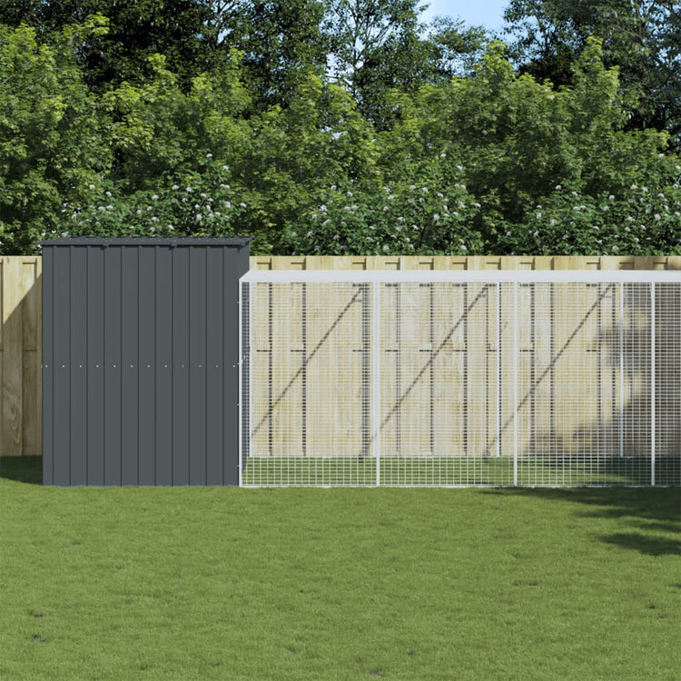 Vidaxl Hundedach mit dem Lauf 214x1069x181 cm Stahl Anthrazit
