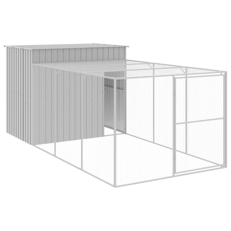 Vidaxl Hundedach mit Lauf 214x457x181 cm Stahl hellgrau