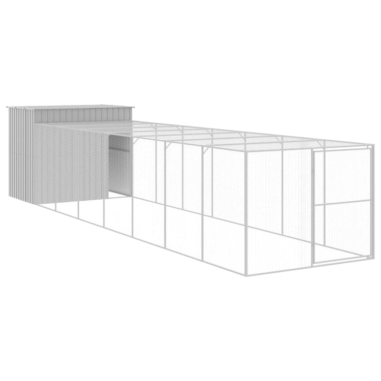 Vidaxl Hund Loft mit Lauf 214x865x181 cm Stahl hellgrau