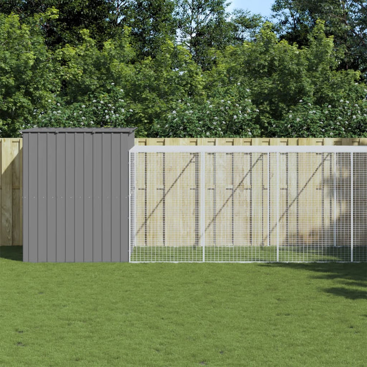 Vidaxl Hund Loft mit Lauf 214x1069x181 cm Stahl hellgrau