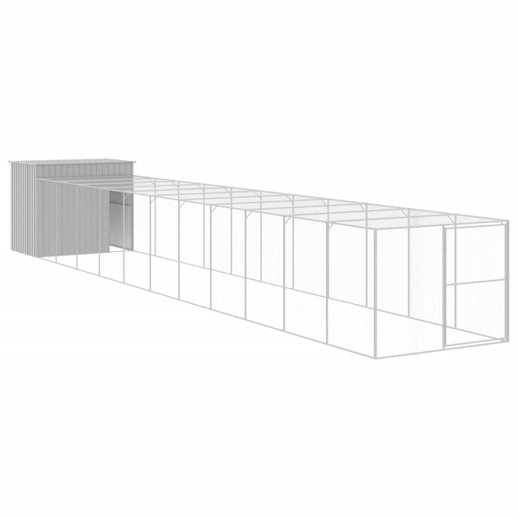 Vidaxl Hund Loft mit Lauf 214x1273x181 cm Stahl hellgrau