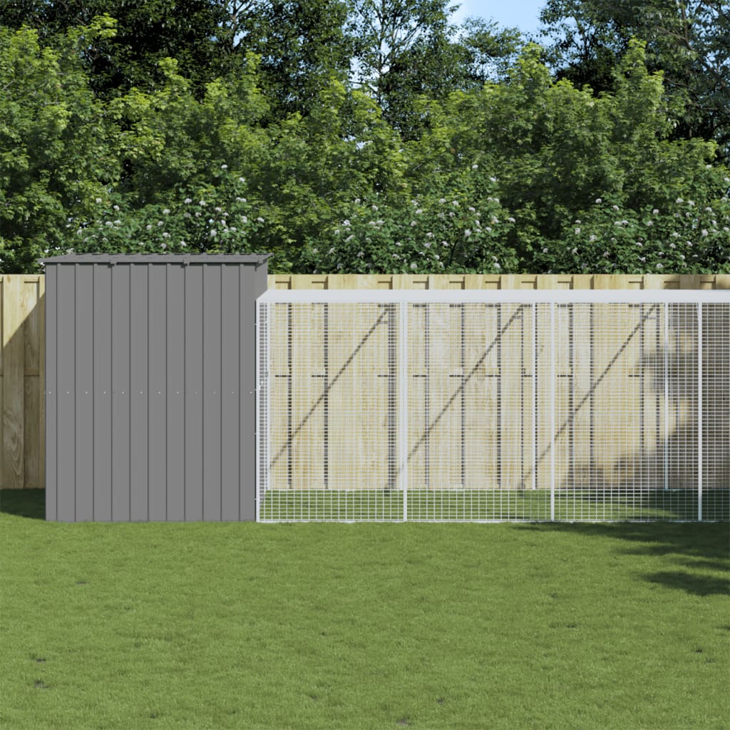 Vidaxl Hund Loft mit Lauf 214x1273x181 cm Stahl hellgrau