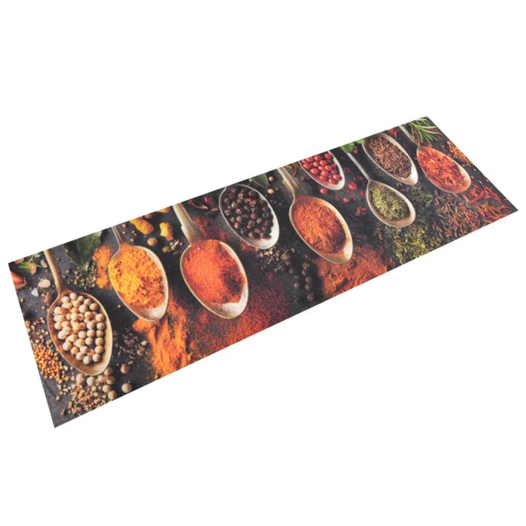 Vidaxl Küchenmatte waschbarer Löffel Kräuterabdruck 60x180 cm Samt